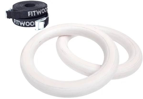FitWood ULPU MINI Gymnastikkringer 25mm - Glazing overflate / Svart Stropp